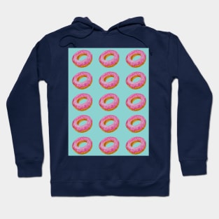 Watercolor donuts pattern - pink and blue background Hoodie